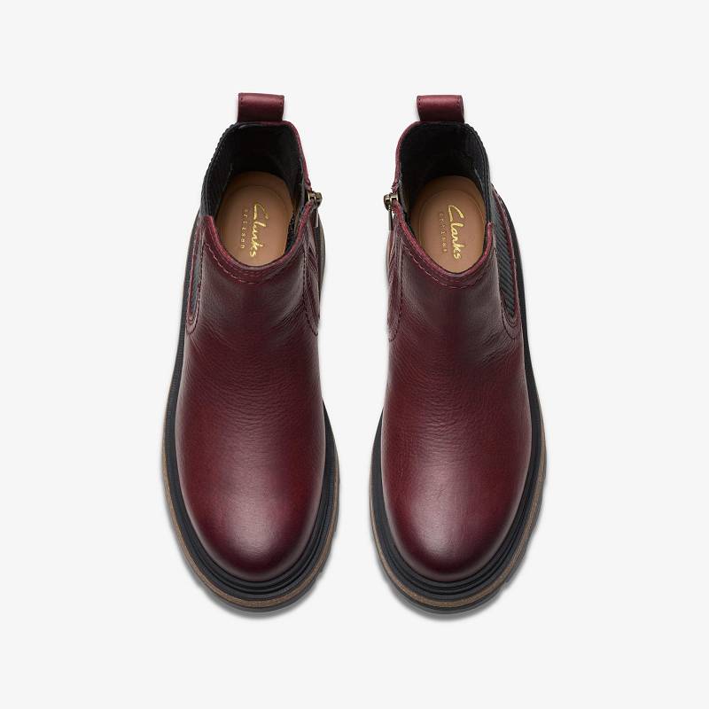 Burgundy Leather Clarks Hencroft Step Waterproof | CLKS-85513