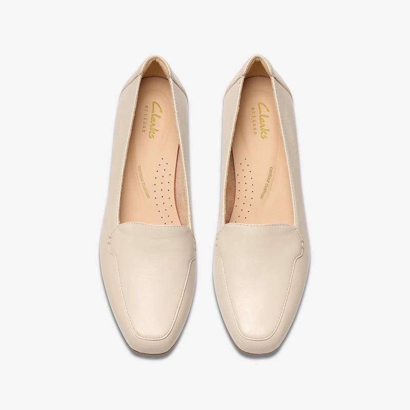 Cream Leather Clarks Krystine Lily | CLKS-85426