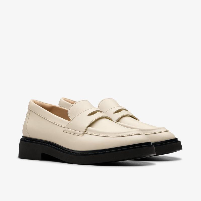 Cream Leather Clarks Splend Edge | CLKS-84833