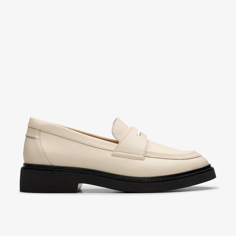 Cream Leather Clarks Splend Edge | CLKS-84833