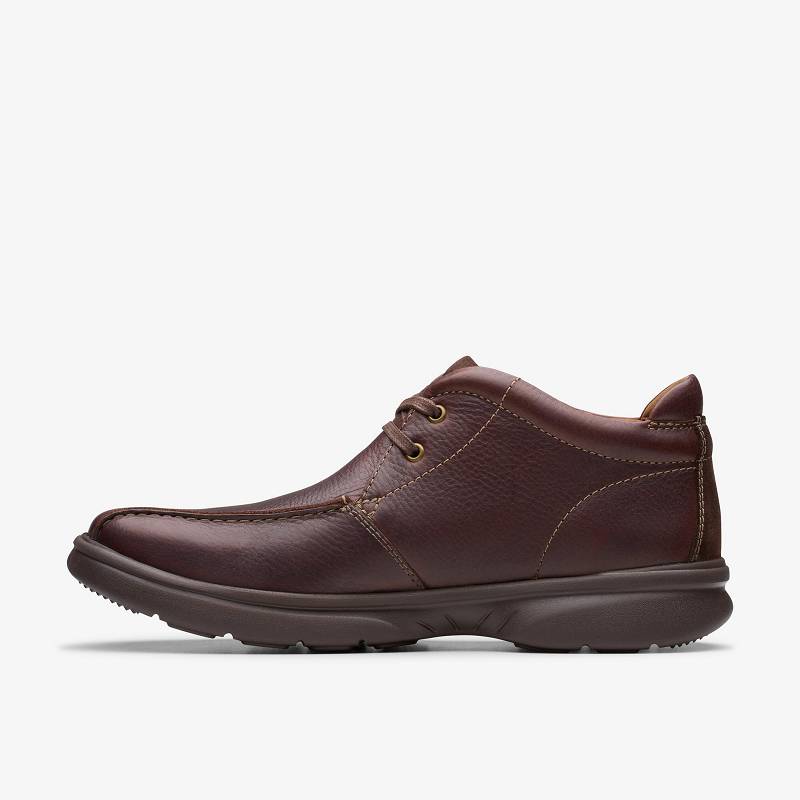 Dark Brown Leather Clarks Bradley Up | CLKS-84588