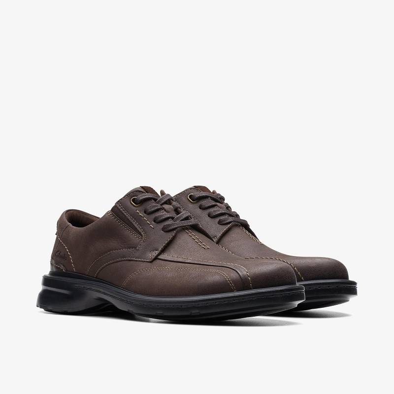 Dark Brown Leather Clarks Gessler Lace | CLKS-84456