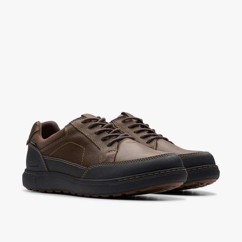 Dark Brown Leather Clarks Mapstone Lo Gore-Tex | CLKS-84353