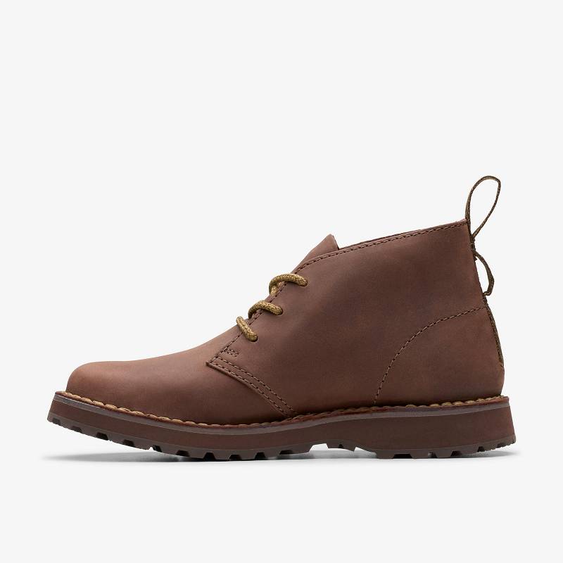 Dark Brown Leather Clarks Solsbury Desert Boot | CLKS-84563