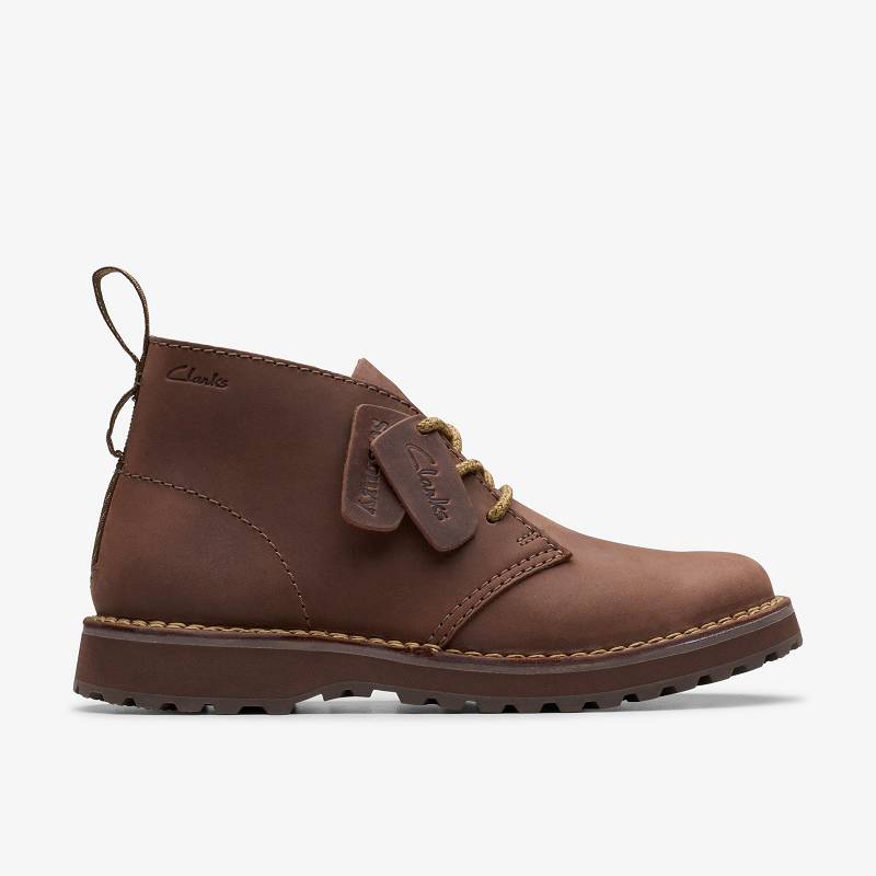 Dark Brown Leather Clarks Solsbury Desert Boot | CLKS-84563