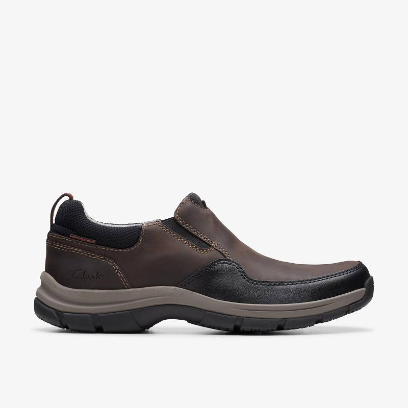 Dark Brown Leather Clarks Walpath Step | CLKS-84290