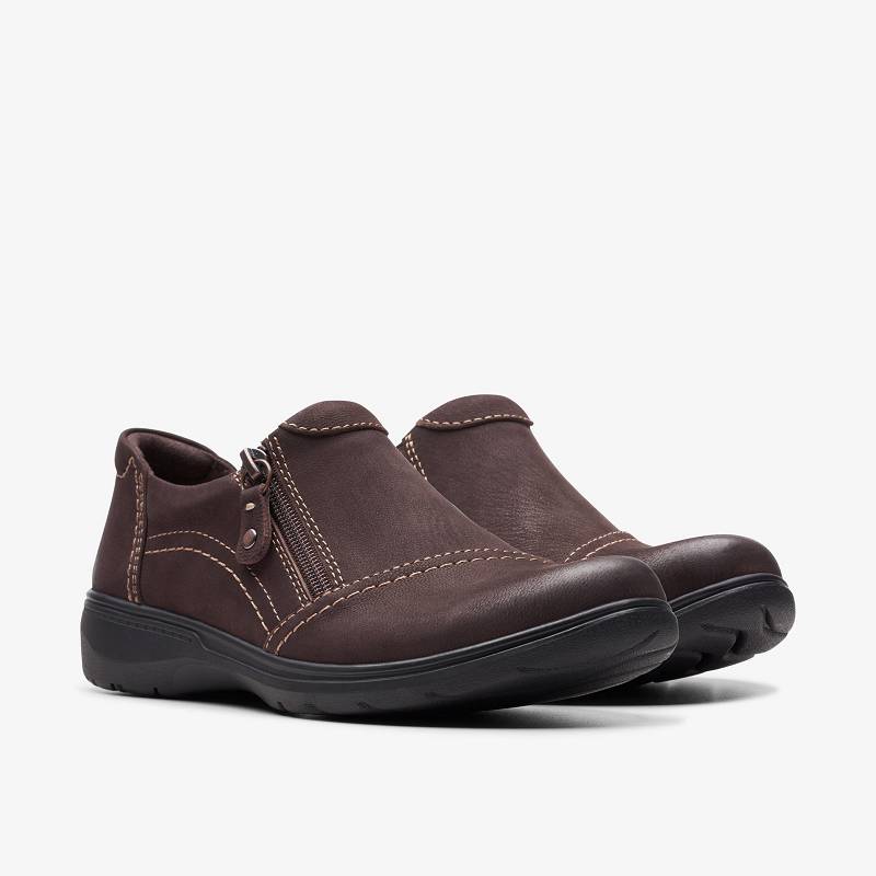 Dark Brown Nubuck Clarks Carleigh Ray | CLKS-85356