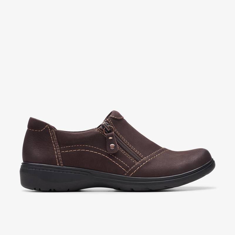 Dark Brown Nubuck Clarks Carleigh Ray | CLKS-85356