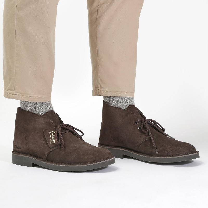 Dark Brown Suede Clarks Desert Boot Evo | CLKS-84603