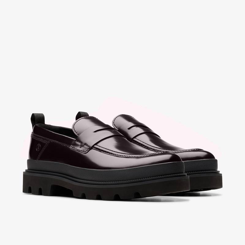 Dark Burgundy Leather Clarks Badell Easy | CLKS-84472