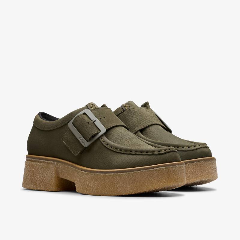 Dark Green Nubuck Clarks Linoso Monk | CLKS-85399