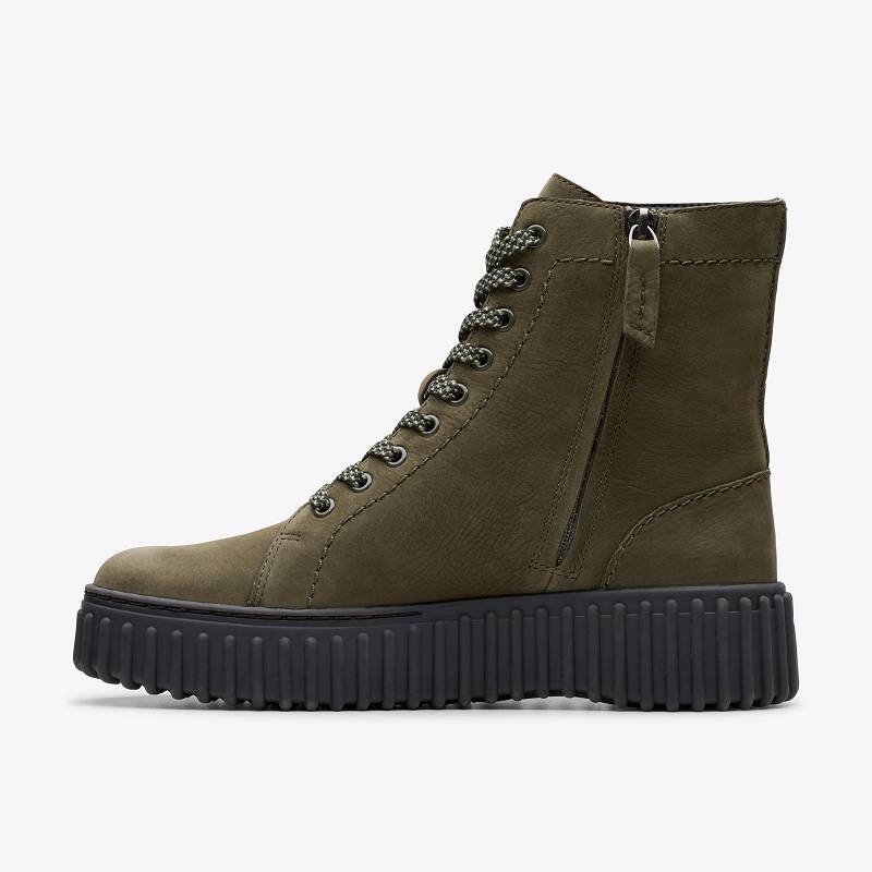 Dark Green Nubuck Clarks Torhill Rise | CLKS-85563