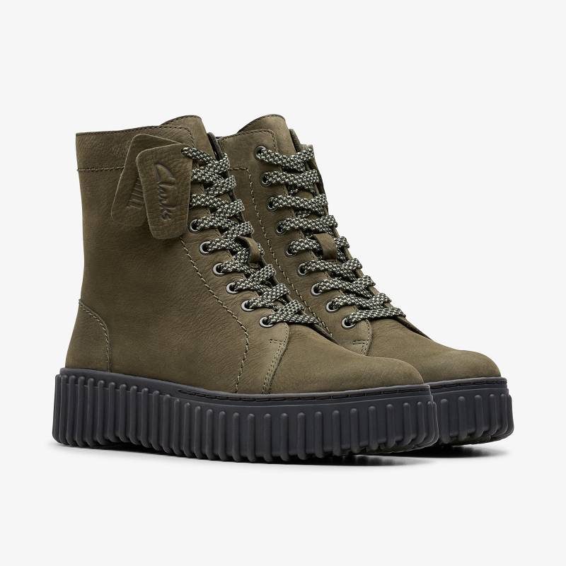 Dark Green Nubuck Clarks Torhill Rise | CLKS-85563