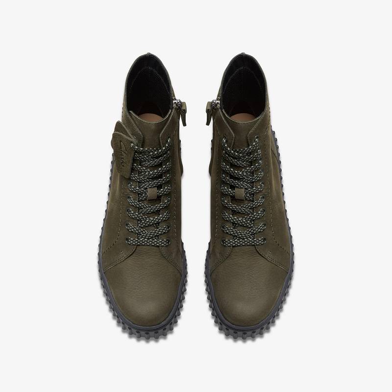 Dark Green Nubuck Clarks Torhill Rise | CLKS-85563