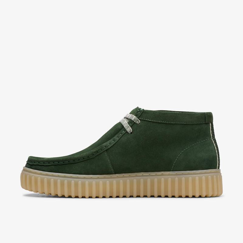 Dark Green Suede Clarks Torhill Hi | CLKS-84601