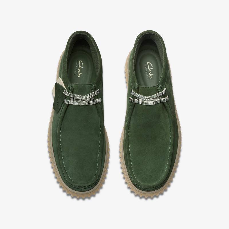 Dark Green Suede Clarks Torhill Hi | CLKS-84601