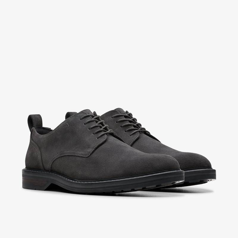 Dark Grey Suede Clarks Aldwin Lace | CLKS-84359