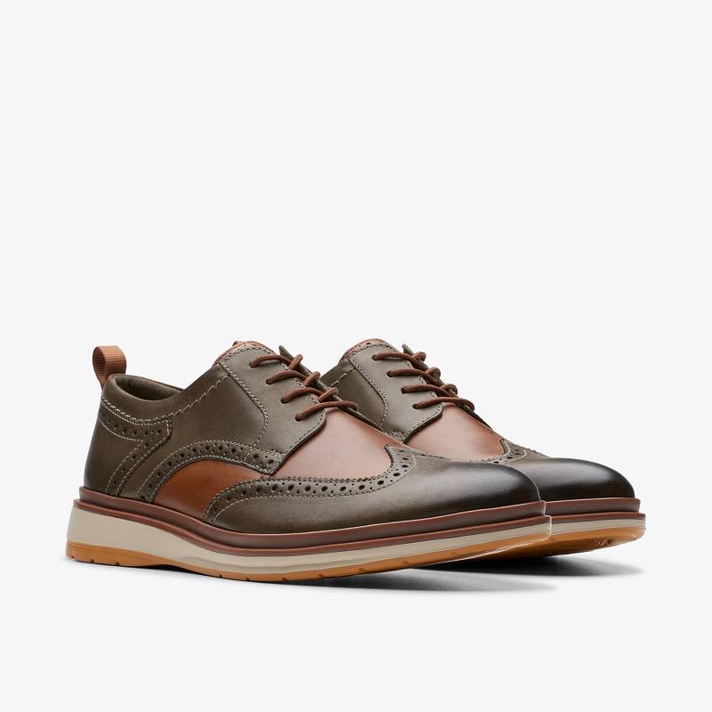 Dark Olive Combination Clarks Chantry Wing | CLKS-84473