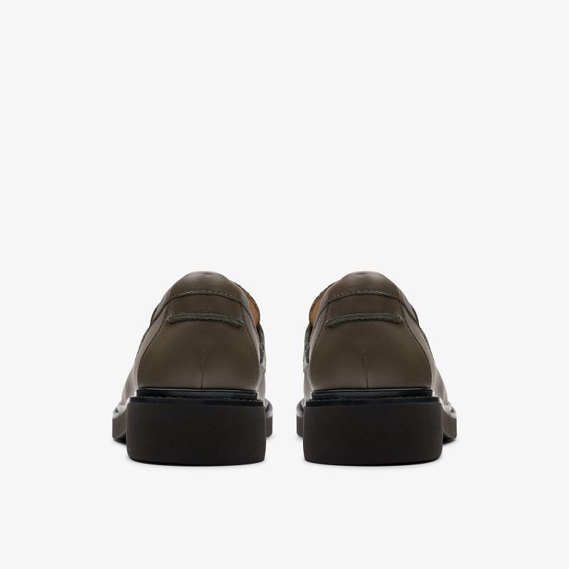 Dark Olive Leather Clarks Splend Edge | CLKS-85376