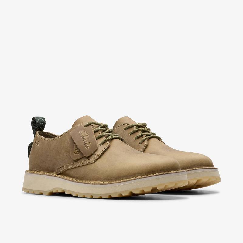 Dark Sand Leather Clarks Solsbury Lace | CLKS-84325