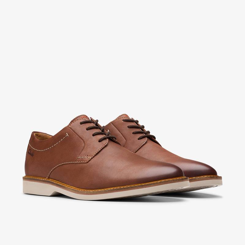 Dark Tan Leather Clarks Atticus LT Lace | CLKS-84425