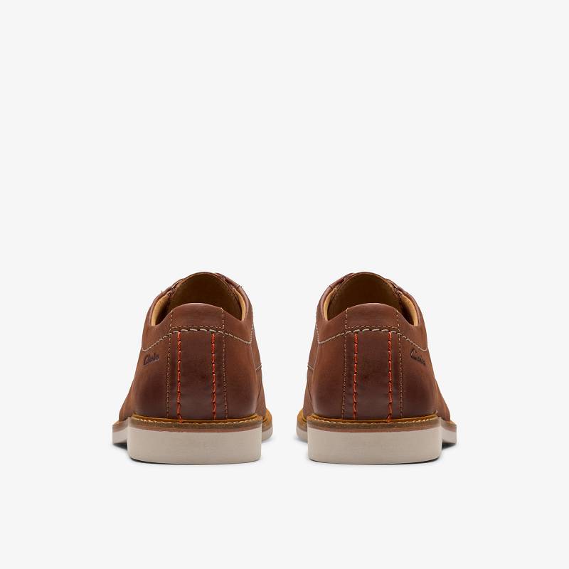 Dark Tan Leather Clarks Atticus LT Lace | CLKS-84425