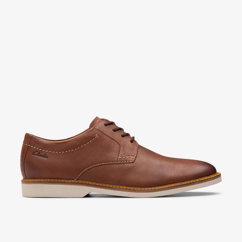 Dark Tan Leather Clarks Atticus LT Lace | CLKS-84322