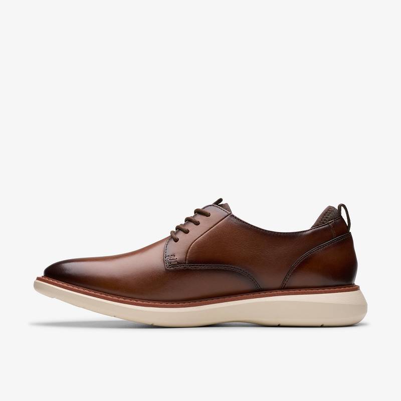 Dark Tan Leather Clarks Brantin Plain | CLKS-84475