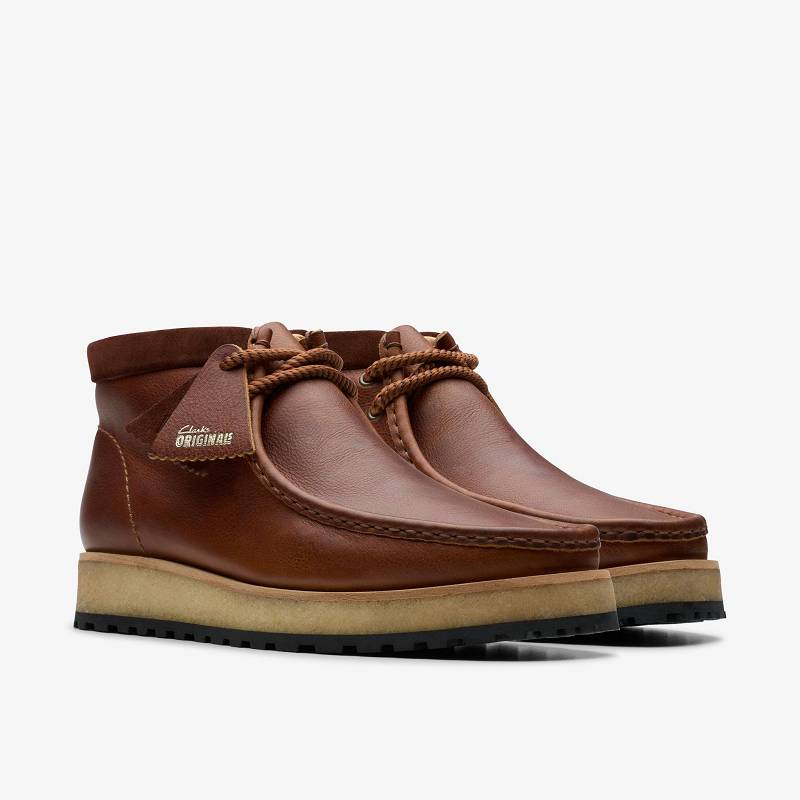 Dark Tan Leather Clarks Wallabee Scout | CLKS-84581