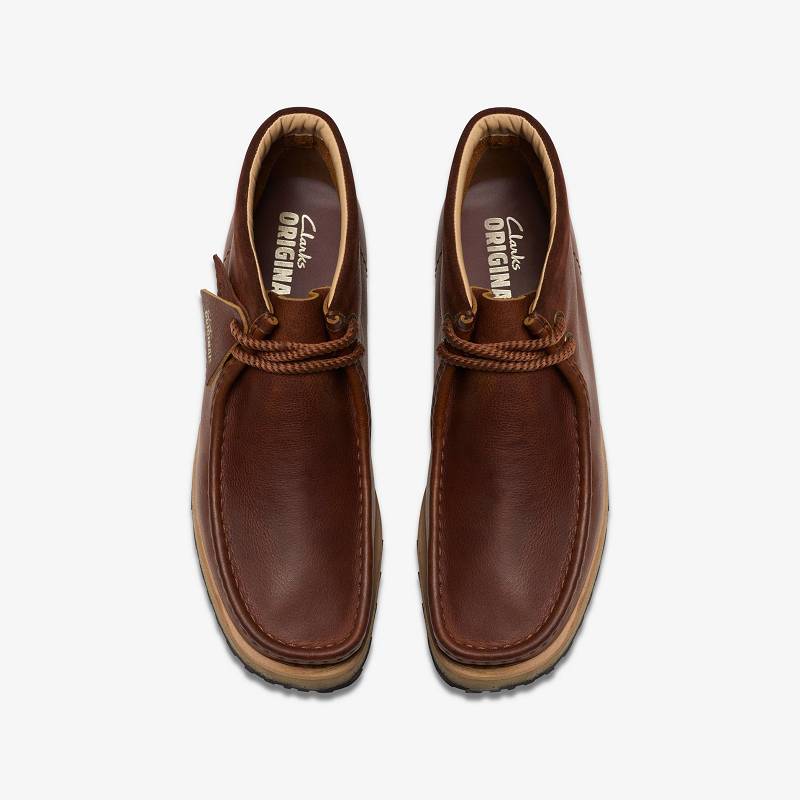 Dark Tan Leather Clarks Wallabee Scout | CLKS-84581