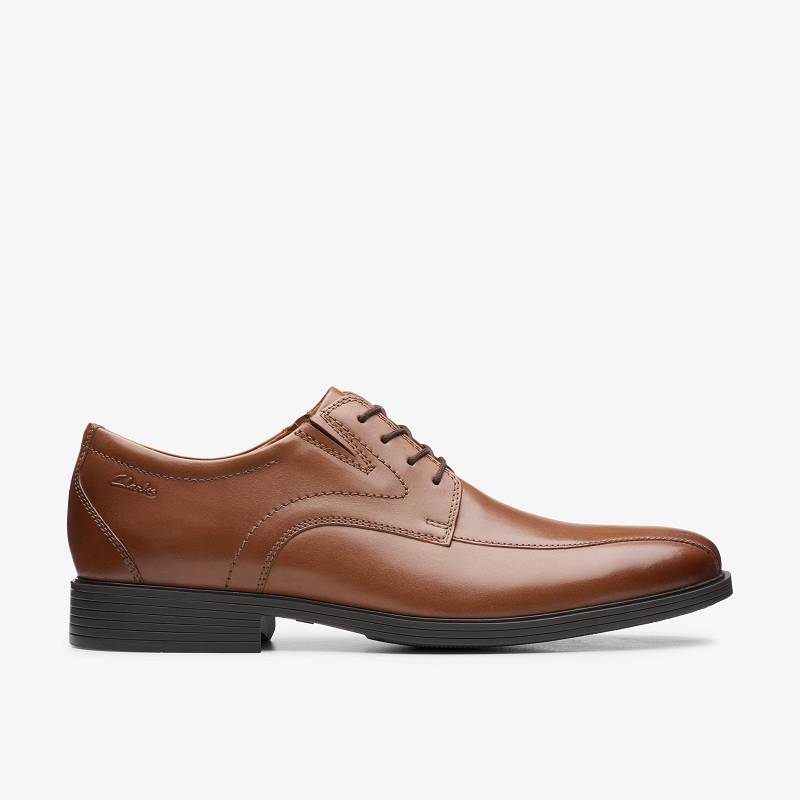 Dark Tan Leather Clarks Whiddon Pace | CLKS-84439