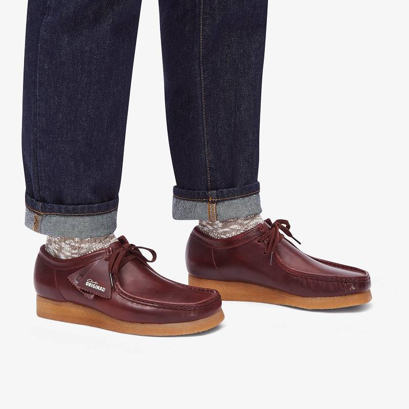 Deep Red Leather Clarks Wallabee | CLKS-84497