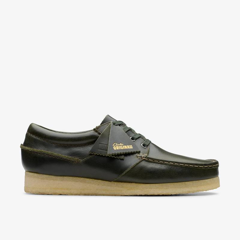 Forest Green Leather Clarks Wallabee Boat | CLKS-84500