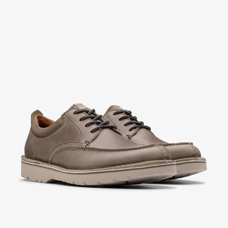 Grey Leather Clarks Eastridge Moc | CLKS-84317