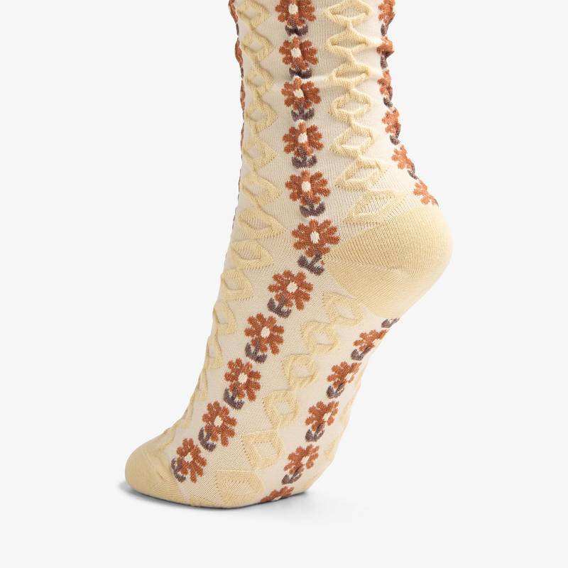 Ivory Clarks Raised Floral Sock | CLKS-84659