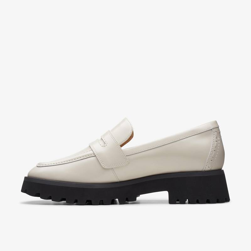 Ivory Leather Clarks Stayso Edge | CLKS-84890