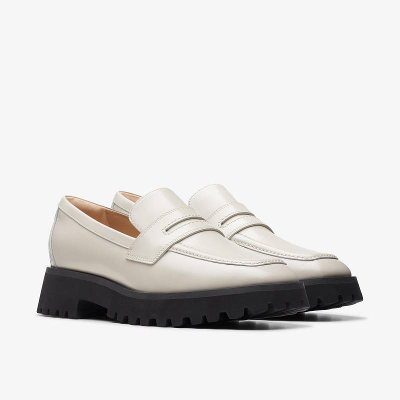 Ivory Leather Clarks Stayso Edge | CLKS-84890