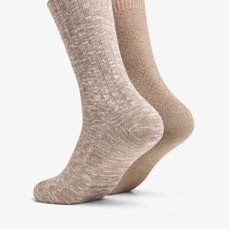 Khaki Clarks 2 Pack Marled Crew Sock | CLKS-84170