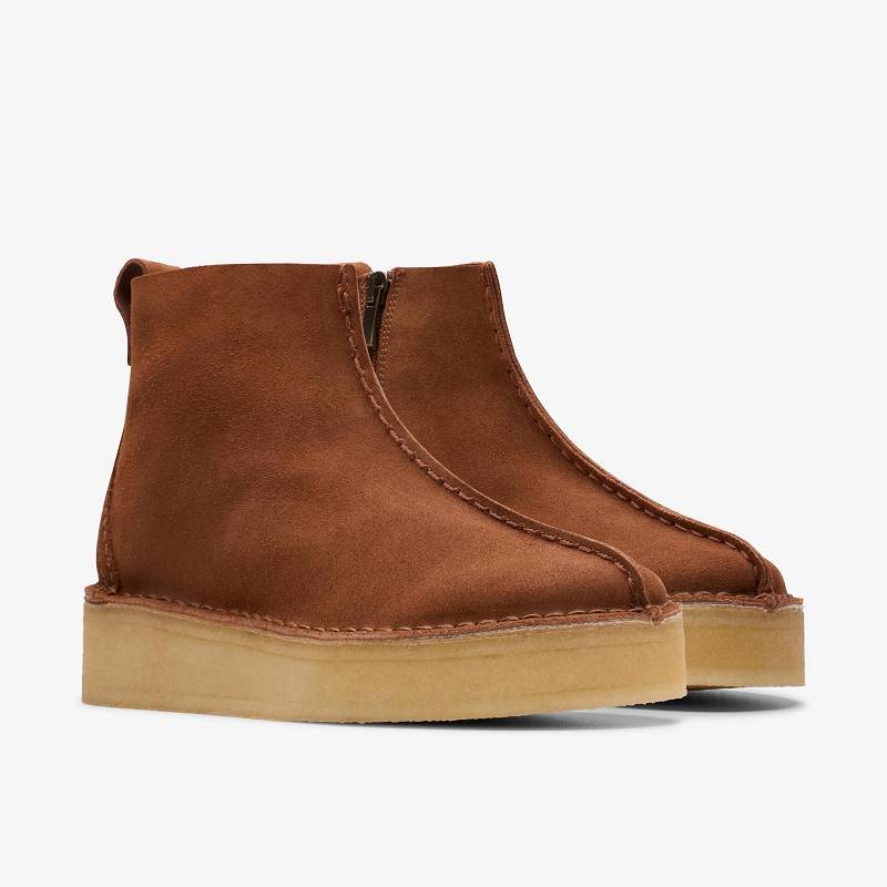 Mocha Bisque Suede Clarks Trek Wedge Boot | CLKS-85612