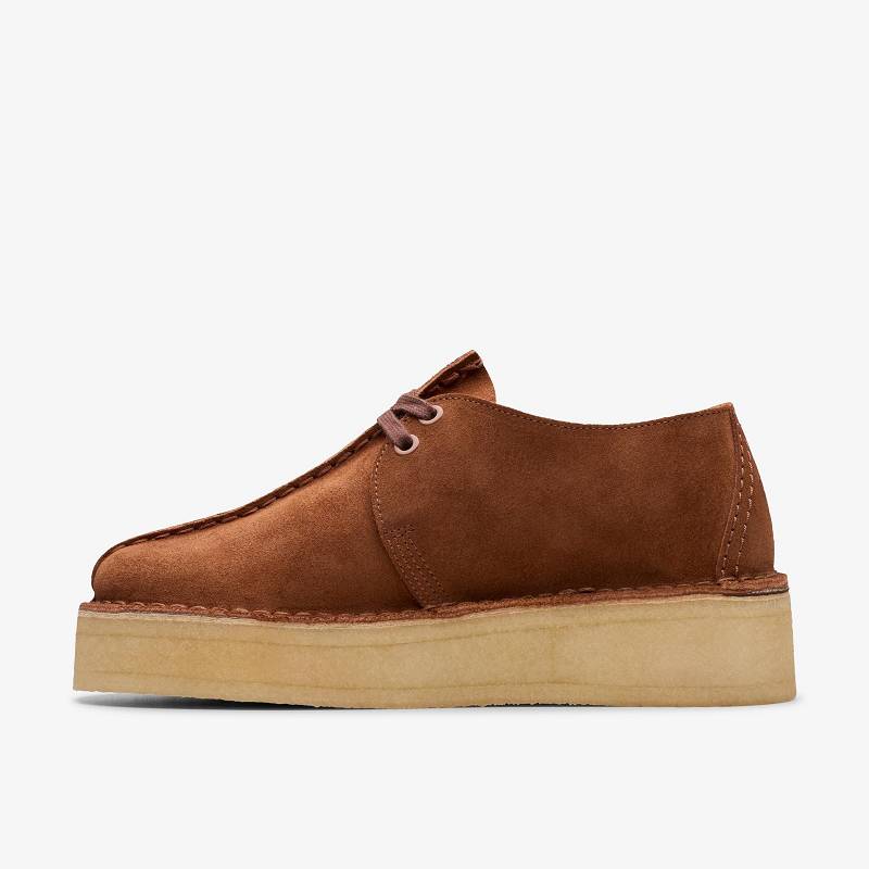 Mocha Bisque Suede Clarks Trek Wedge | CLKS-84678