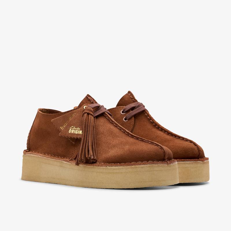 Mocha Bisque Suede Clarks Trek Wedge | CLKS-84678