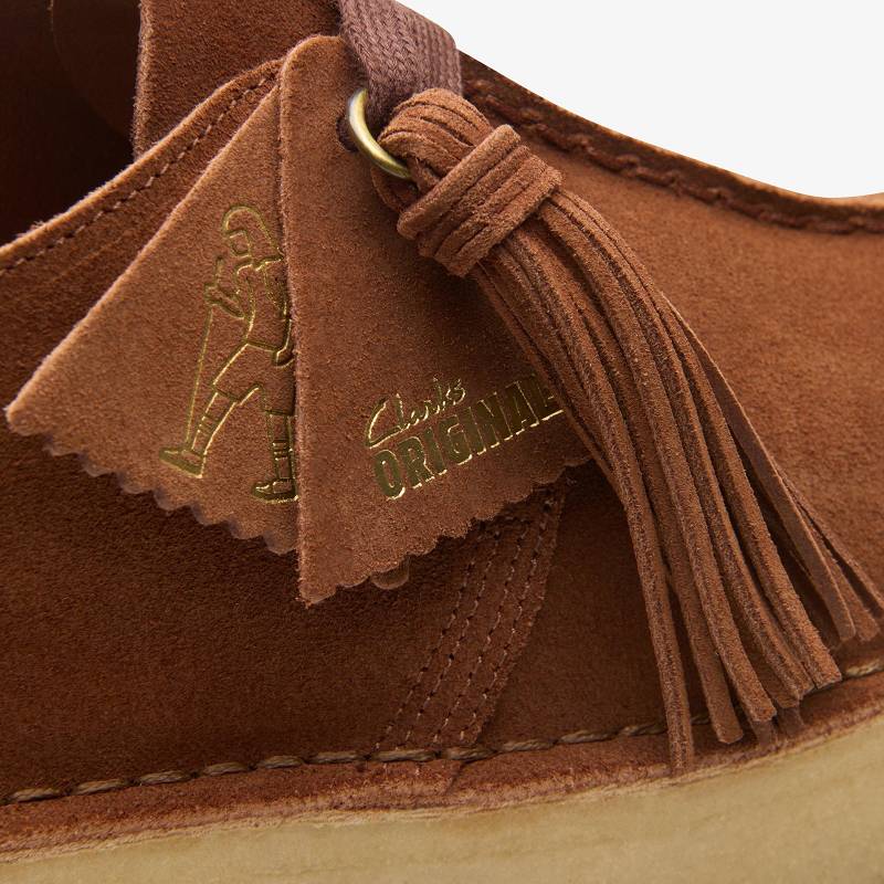 Mocha Bisque Suede Clarks Trek Wedge | CLKS-84678