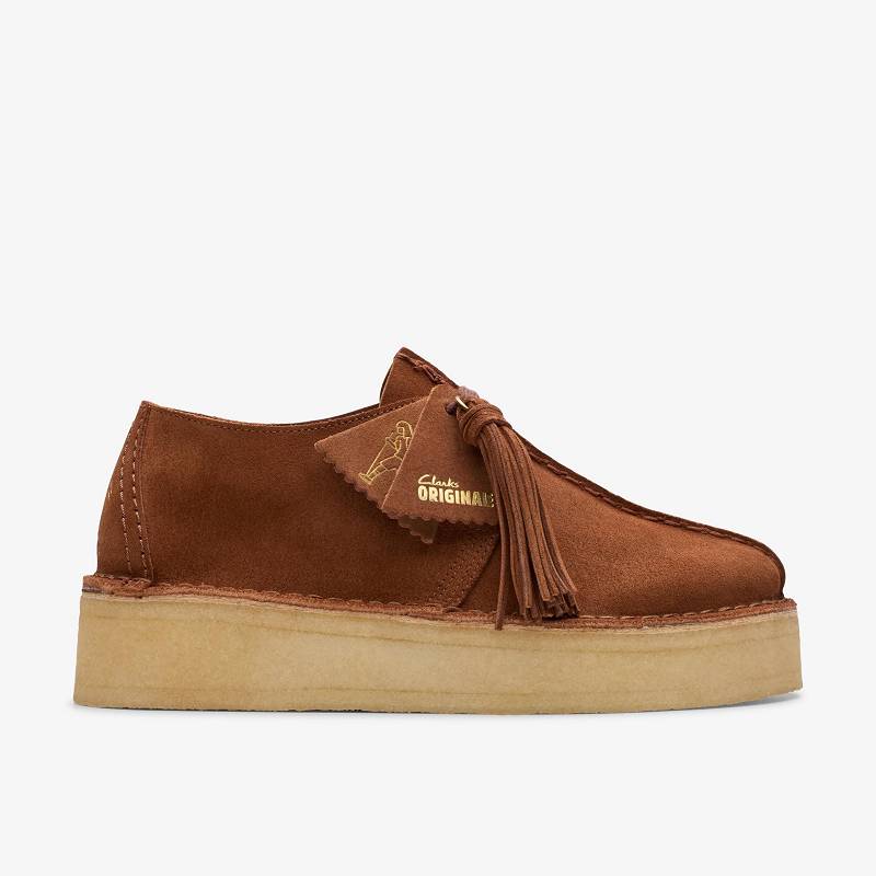 Mocha Bisque Suede Clarks Trek Wedge | CLKS-84678