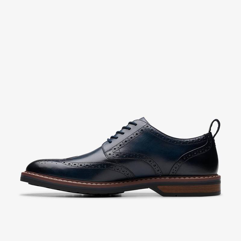 Navy Leather Clarks Aldwin Limit | CLKS-84427