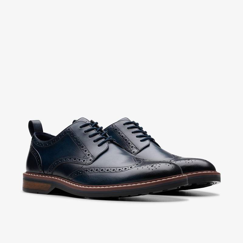 Navy Leather Clarks Aldwin Limit | CLKS-84427