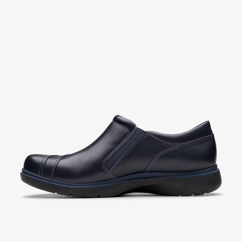 Navy Leather Clarks Certina Pure | CLKS-85310