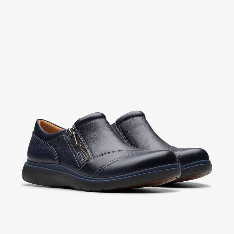 Navy Leather Clarks Certina Pure | CLKS-85310