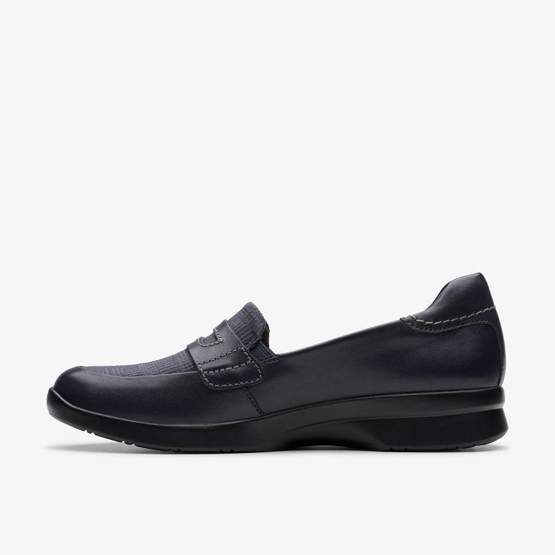 Navy Leather Clarks Ellowyn Penny | CLKS-84987