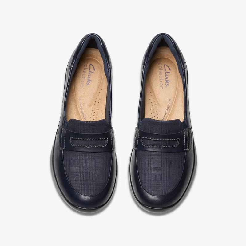 Navy Leather Clarks Ellowyn Penny | CLKS-84987