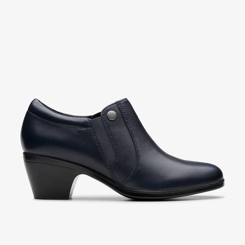 Navy Leather Clarks Emily 2 Reyna | CLKS-85507